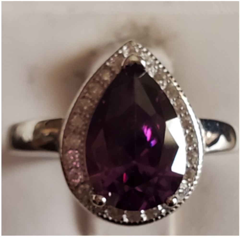 Genuine 3ct Amethyst Ring Size 8